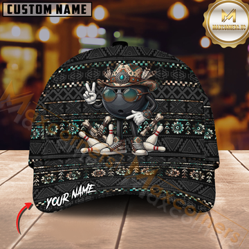 Maxcorners Bowling Southwestern Cowboy Bowling Ball Personalized Name 3D Cap