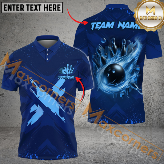 Maxcorners Ball And Pins X Factor Bowling Jersey Multicolor Option Customized Name, Team Name 3D Polo Shirt