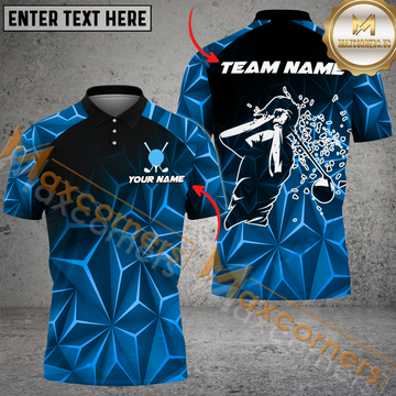 Maxcorners Golf Broken Pattern Multicolor Option Customized Name, Team Name 3D Polo Shirt