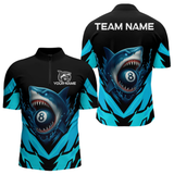 Maxcorners Personalized Blue 8 Ball Pool Billiard Shark Polo & 1/4 Zip For Men, Billiard Team Pool Jerseys LM1605