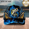 Maxcorners Fishing Blue Flame Gold Accent Personalized Name 3D Shirt (13 Fish Species)