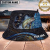Maxcorners Fishing Dark Skull Fisherman with Dramatic Rod and Water Splash Personalized Name 3D Bucket Hat (13 Fish Species)
