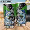 Maxcorners Fishing Tumbler Green Black Star Patchwork Design Personalized Name Tumbler (13 Species)
