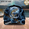 Maxcorners Fishing Thunder Moon Lightning Personalized Name 3D Cap (12 Fish Species)
