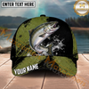 Maxcorners Fishing Olive Black Grunge Water Splash Personalized Name 3D Cap (12 Fish Species)