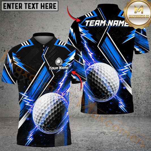 Maxcorners Golf Thunder Sport Theme Design Personalized Name, Team Name 3D Shirt (4 Colors)