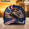 Maxcorners Dog Hunting And Duck Navy Blue Patriotic American Flag Personalized Name 3D Cap