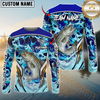 Maxcorners Fishing Blue Fiction Sea Custom Name & Team Name 3D Shirts