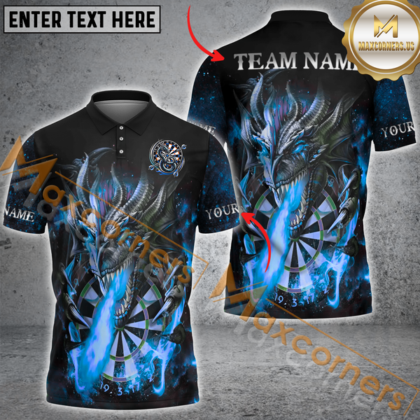 Maxcorners Custom Darts Team Jersey, Fiery Dragon Design Flaming Dartboard Personalization And Team Name