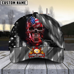 Maxcorners Billiard Ball 9 American Skull Metal Art  Personalized Name 3D Cap