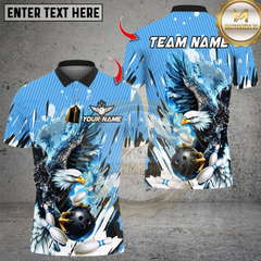 Maxcorners Bowling Ice Glare Eagle Multicolor Customized Name, Team Name 3D Shirts