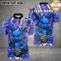 Maxcorners Darts Cool Bunny With Dartboard Multicolor Customized Name, Team Name 3D Shirts