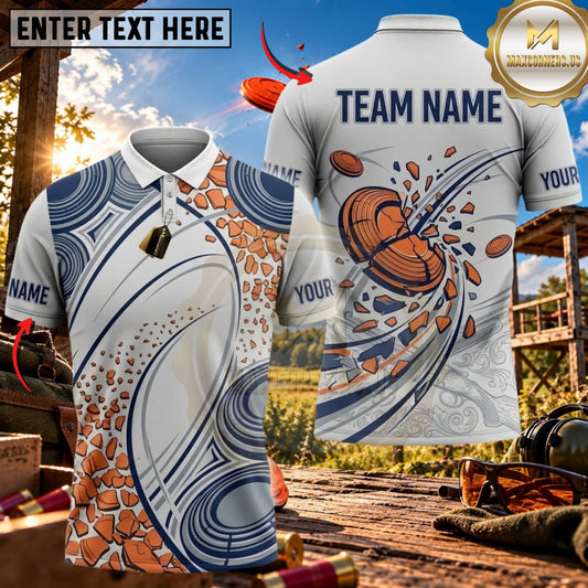 Maxcorners Clay Shooting Abstract Swirl Clay Target Multicolor Customized Name Team Name 3D Shirts (4 Colors)