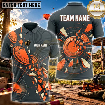 Maxcorners Clay Shooting Black Orange Target Explosion Personalized Name 3D Unisex Shirt