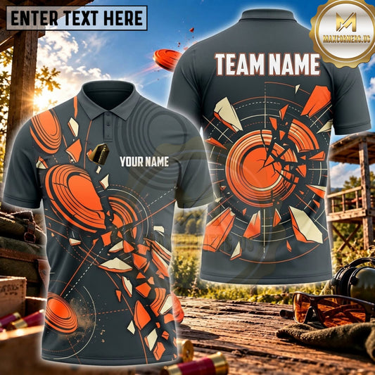 Maxcorners Clay Shooting Black Orange Target Explosion Personalized Name 3D Unisex Shirt