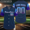 Maxcorners Men’s Navy Pinstripe Baseball Jersey - Classic Custom Team Shirt | Name & Number LM2608