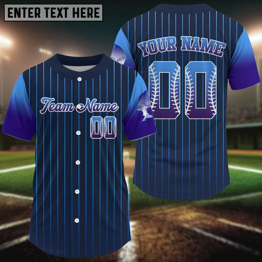 Maxcorners Men’s Navy Pinstripe Baseball Jersey - Classic Custom Team Shirt | Name & Number LM2608