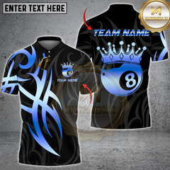 Maxcorners Billiards Crown 8 Ball Flame Multicolor Customized Name, Team Name 3D Shirt