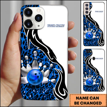 Maxcorners Bowling Leopard Strike Ball Multicolor Personalized Name 3D Phone Case