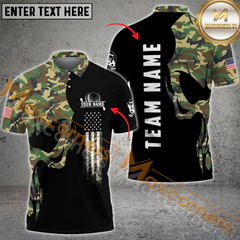 Maxcorners Golf Skull Camo Multicolor Option Customized Name, Team Name 3D Polo Shirt