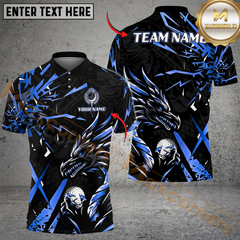 Maxcorners Dragon Lightning Strike Golf Polo Shirt, Customized Name & Team Name 3D Shirts (4 Colors)