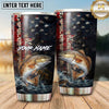 Maxcorners Fishing Tumbler Rustic Patriotic Flag Design Personalized Name Tumbler (13 Species)