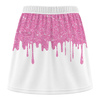 Maxcorners Customized Bowling Trouser Skirts With Shorts Underneath, Bowling Pink Ribbon Glitter Skorts With Pockets