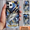 Maxcorners Blue Gold Paint Splash Personalized Name Phone Case (13 Fish Species)