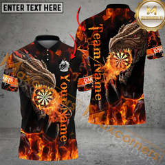 Maxcorners Darts Dragon Dratboard Fire Flame Mutilcolor Options Personalized Name, Team Name 3D Polo Shirt