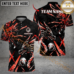 Maxcorners Dragon Lightning Strike Golf Polo Shirt, Customized Name & Team Name 3D Shirts (4 Colors)