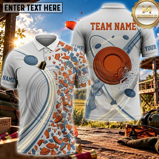 Maxcorners Clay Shooting White Orange Clay Target Splash Personalized Name 3D Unisex Shirt