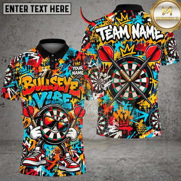 Maxcorners Darts Colorful Bullseye Vibes Graffiti Personalized Name 3D Unisex Shirt