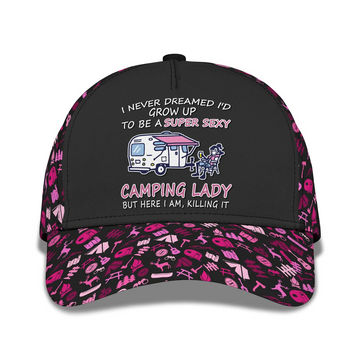Maxcorners Camping Pattern Cap Super Sexy Camping Lady Baseball Cap Funny Camping Classic Cap LM0402
