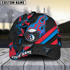 Maxcorners Billiard Ball 8 Peaceful Fire Personalized Name 3D Cap (4 Colors)