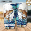 Maxcorners Fishing Tumbler White Blue Abstract Ink Splash Design Personalized Name Tumbler (13 Species)