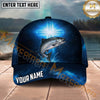 Maxcorners Fishing Midnight Blue Cross Galaxy Splash Personalized Name 3D Cap (12 Fish Species)