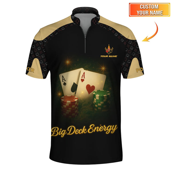 Personalized Name Funny Poker T-Shirts, Big Deck Energy Shirt, Gift For Poker Players