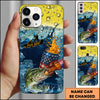 Maxcorners Fishing Phone Case Beer Splash Fishing Graphic Personalized Name 3D Phone Case (10 Fish Species)