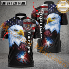 Maxcorners Darts Eagle USA Customized Name, Team Name 3D Polo Shirt