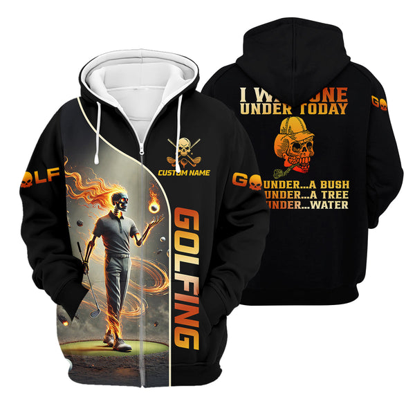 Maxcorners I Was One Under Today Custom Men's Golf Polo Shirt, Funny Skull Golf Shirt, Dad Golf Gift