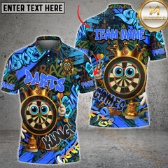Maxcorners Darts Crown Graffiti Champion Multicolor Customized Name, Team Name 3D Polo Shirt
