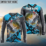 Maxcorners Walleyes Fishing Blue Camo Sport Jersey Personalized Name, Team Name 3D Long Sleeve Shirt