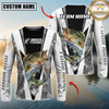Maxcorners Fishing Black White Hexagon Hoodie Design Sun Protection Personalized Name, Team Name Long Sleeve Hooded