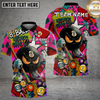 Maxcorners 8Ball Billiards Shirt Funny Graffiti Neon Style Multi Options Personalized Name, Team Name Unisex 3D Shirt (4 Colors)