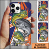 Maxcorner Fishing Dynamic Splash Comic Style Personalized Name 3D Phone Case (10 Fish Species)