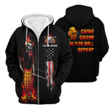 Maxcorners Custom Flaming Skeleton Men's Golf Polo Shirt, Mens Golf Gift, Funny Golf Shirt