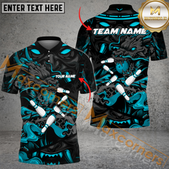 Maxcorners Dragon And Samurai Bowling Jersey Multicolor Option Customized Name, Team Name 3D Polo Shirt