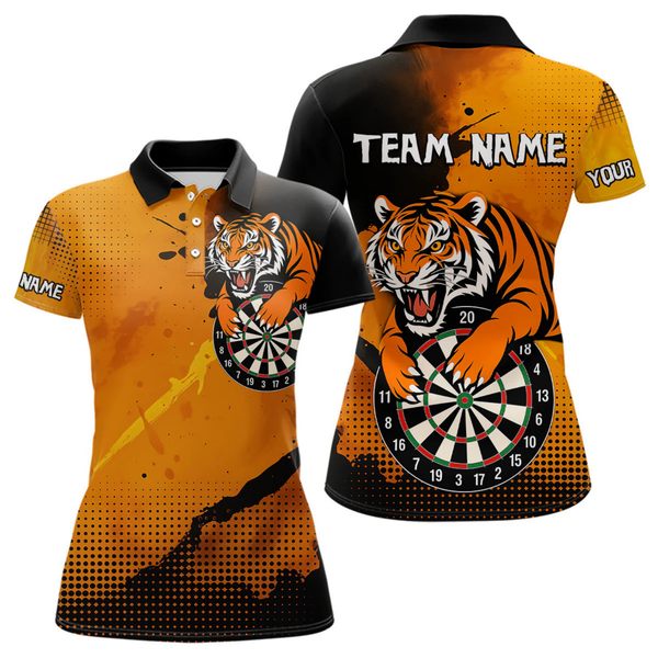 Maxcorners Roaring Tiger Dartboard Shirt - Rust & Black Darts Jersey With Custom Name For Men LM2404