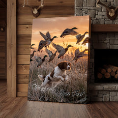 Maxcorners Duck Hunting Dog Splashing Water Action Personalized Name Canvas