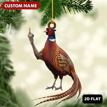 Maxcorners Pheasant Hunting Middle Finger Gesture Pheasant Hunter Gift Customized Name 3D Keychain And Ornament